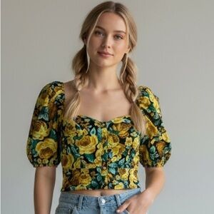 Laura Ashley x Urban Outfitters floral smocked crop top